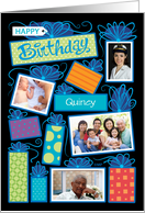 Happy Birthday Presents Custom Photo Initial Letter Q card