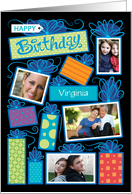 Happy Birthday Presents Custom Photo Initial Letter V card