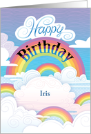 Rainbows Clouds Happy Birthday Customize Name I card