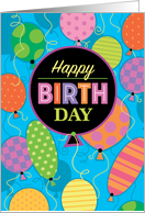 Happy Birthday Balloons Blue Bright Colors card