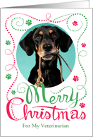 For My Veterinarian Merry Christmas Custom Photo Paws Border card