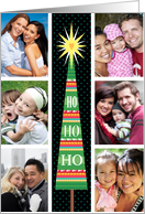 6 Custom Photos Ho Ho Ho Christmas Tree Custom Photo card