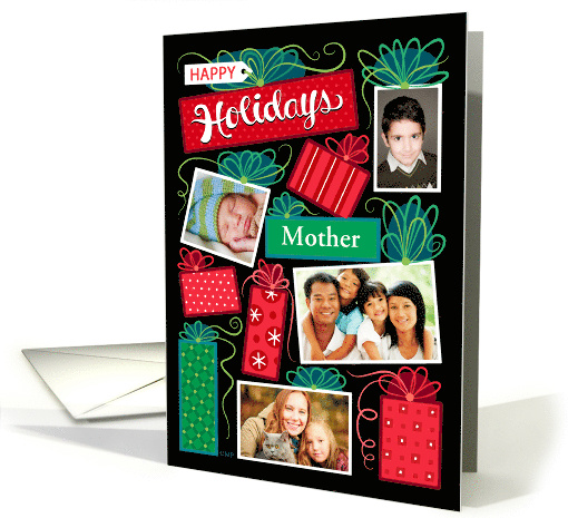 Mother Happy Holidays Christmas Presents 4 Custom Photo card (1654850)