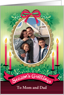 Mom Dad Season’s Greetings Covid Christmas Candles Mantle Custom Photo card