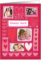 Sweet Aunt 4 Custom Photos Valentine Decorative Hearts Pink Red card