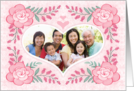 Custom Photo Happy Valentine’s Day Pink Roses And Hearts card