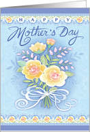 Mother’s Day Yellow and Blue Lace Rose Bouquet card