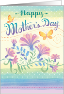 Happy Mother’s Day Water Color Floral Dots Border card