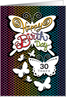 Custom Age 30 Birthday Butterlies Hand Lettering card