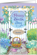 To My Mother Birthday Flowering Garden Pagoda card
