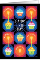 Age 21 Happy Birthday Cupcakes Treats Heart Candles card