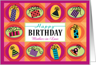 Mother in Law Happy Birthday Colorful Presents Party Hats card