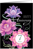 7 Year Wedding Anniversary Pink Romantic Peonies card