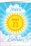 September 23rd Happy Birthday Sunshine Clouds card