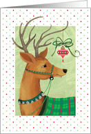 Reindeer With Christmas Ornament On Antler card