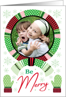 Be Merry Photo Dot Buffalo Plaid Scarf card