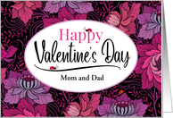 Mom and Dad Valentine Red Pink Fuschia Romantic Floral card