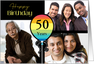 3 Photo 50th Birthday Colorful Balloon card
