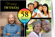 3 Photo 58th Birthday Colorful Balloon card