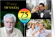 3 Photo 75th Birthday Colorful Balloon card
