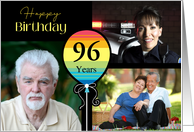 3 Photo 96th Birthday Colorful Balloon card