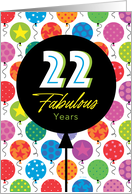 22nd Birthday Colorful Floating Balloons With Stars And Dots card