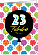 23rd Birthday Colorful Floating Balloons With Stars And Dots card