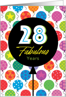 28th Birthday Colorful Floating Balloons With Stars And Dots card