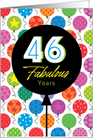 46th Birthday Colorful Floating Balloons With Stars And Dots card