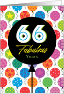 66th Birthday Colorful Floating Balloons With Stars And Dots card