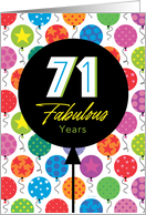 71st Birthday Colorful Floating Balloons With Stars And Dots card