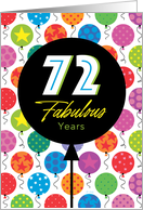 72nd Birthday Colorful Floating Balloons With Stars And Dots card