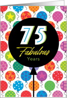 75th Birthday Colorful Floating Balloons With Stars And Dots card