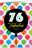 76th Birthday Colorful Floating Balloons With Stars And Dots card
