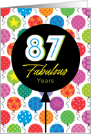 87th Birthday Colorful Floating Balloons With Stars And Dots card