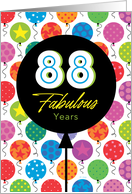 88th Birthday Colorful Floating Balloons With Stars And Dots card