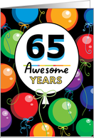 65th Birthday Bright Floating Balloons Typography card