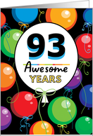 93rd Birthday Bright Floating Balloons Typography card