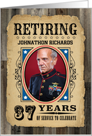 37 Years Custom Name Retirement Invite Nostalgic Wanted Poster card