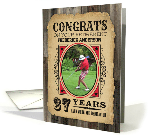 37 Years Custom Name Congratulations On Retirement Wanted Poster card