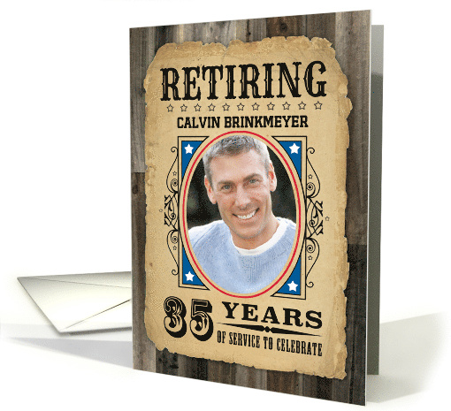35 Years Custom Name Retirement Invite Wanted Poster card (1730296)