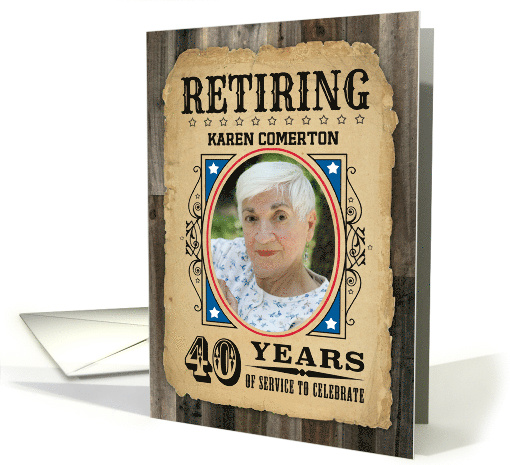 40 Years Custom Name Retirement Invite Wanted Poster card (1730308)