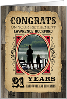 21 Years Custom Name Retirement Congratulations Wanted Poster card