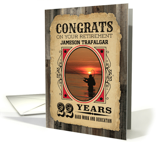 22 Years Custom Name Retirement Congratulations Wanted Poster card