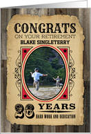 26 Years Custom Name Retirement Congratulations Wanted Poster card