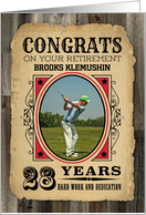 28 Years Custom Name Retirement Congratulations Wanted Poster card