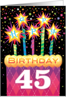 45th Birthday Pink Argyle Cake With Sparklers card