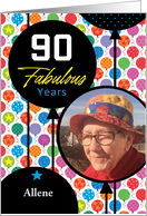 90th Birthday Colorful Floating Balloons With Stars And Dots card