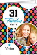 31st Birthday Colorful Floating Balloons With Stars And Dots card