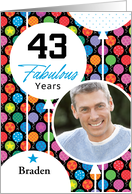 43rd Birthday Colorful Floating Balloons With Stars And Dots card